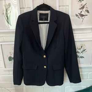 J. Crew Women's 100% Wool Navy Blazer with Gold Buttons